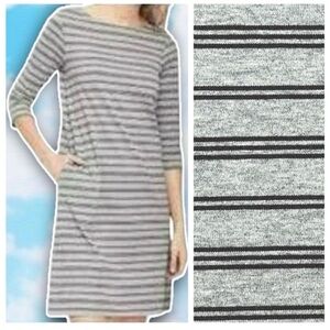 NWOT GARNET HILL Striped 100% Organic Pima Cotton Bateau Dress Minimalist Casual